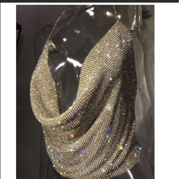 Sexy Crystal Rhinestones Halter Top - Picture 3 of 4